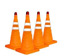 4Pcs 50CM Foldable Traffic Cone - Orange | Reflective Collapsible Safety Cone | Portable Warning Cone for Roadside Emergencies and Parking (4)