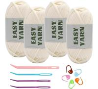4Pcs 50g Beginners Crochet Yarn Easy Beginner Easy-to-See Stitches Cotton-Nylon Blend for Kit Making for Hand Knitting Blankets(Color10)