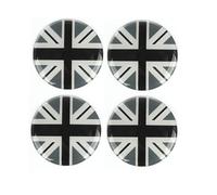 4pcs 52mm Union Jack UK Flag Style Wheel Center Hub Cap Covers Checkered Emblem Badge Stickers Decal compatible with Mini Cooper JCW One PJ07 (Epoxy sticker style, UK Gray Jack)