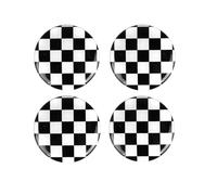 4pcs 52mm Union Jack UK Flag Style Wheel Center Hub Cap Covers Checkered Emblem Badge Stickers Decal compatible with Mini Cooper JCW One PJ07 (Epoxy sticker style, Checkered)