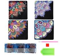 4Pcs 5D Diamond Art Bookmarks DIY Diamond Art Corner Bookmark PU Crafts Crystal Personalized Page Book Marks for Kids Adults Book Lovers Gift(A)