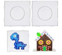 4PCS 5mm Transparent Hama Beads Pegboard Set, Plastic Craft Boards for Kids DIY, Compatible with Perler Beads, Creative Templates for Handmade Art Projects