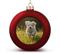 4PCS 60mm Red Personalised Christmas Bauble,Puppy Crossing The Grassprinted Plastic Shatterproof Customizable Photo Text Christmas Decorations Baubles
