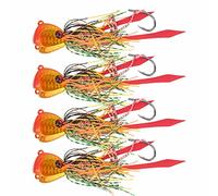 4Pcs 65g Fishing Artificial Baits, Silicone Skirts Lures with Hook, Silicone Material, 3D Lifelike Eyes for Enhanced Attraction, Lightweight and Portable Fishing Acc (Orange)