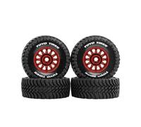 4pcs 68mm Beadlock Wheel & Tire Set for for 1/14 1/16 1/18 RC Truck Arrma Granite Mojave Typhon Grom Red