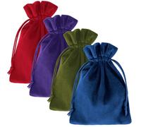 4pcs 7.08 X 5.11inch Velvet Gift Bags Soft Velvet Bags with Drawstrings,Dice Bag Small Drawstring Pouch for Tarot Rune Jewelry Crystal(4 Colors)