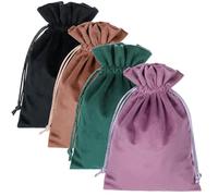 4pcs 7.08 X 5.11inch Velvet Gift Bags Soft Velvet Bags with Drawstrings,Dice Bag Small Drawstring Pouch for Tarot Rune Jewelry Crystal(4 Colors)