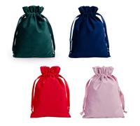 4pcs 7.08 X 5.11inch Velvet Gift Bags Soft Velvet Bags with Drawstrings,Dice Bag Small Drawstring Pouch for Rune Jewelry Crystal(4 Colors)