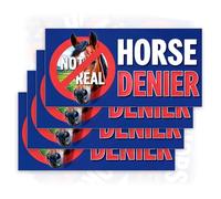 (4Pcs-7.5x3.75in) Horse Denier Bumper Sticker Not Real Funny Quirky Adult Humor Teens Meme Gift for Family Friends Waterproof Vinyl Sticker Decals for Refrigerators Doors Cars