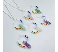 4PCS 7 s Crystal Hexagonal Column Transfer Pendant Necklace