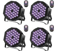4PCS 72W Blacklight 36 LED UV Stage Light by IR Remote Control and DMX, Black lamp for DJ, Disco, Fluorescent Parties, Body Painting, Glow Effects…