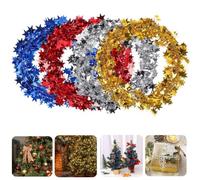 4Pcs 75cm Star Shaped Tinsel Wire Garland for Christmas Trees Hanging Decoration Home Xmas Wedding Birthday Party Ornament Easy to Shape (Sliver+Blue+Red+Gold)