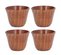 4Pcs 75ml Japanese-Style Wooden Cup, Natural Wood Healthy Safe Small Teacup Retro Heat Insulation Wooden Drinkware for Tea Coffee Milk Wine