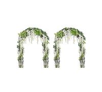 4Pcs 7Ft/Pcs Artificial Wisteria Vine, Flower Garland Wisteria Vine Rattan Hanging Flowers for Outdoor Ceremony,White