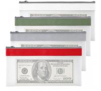 4PCS 8.4×4.3 Inch Small Clear Plastic Money Bags for Banking UK with Zipper