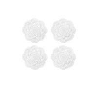 4PCS 8.6 Inch Doilies Crochet Round Lace Doily Handmade Placemats Cotton Crocheted Coasters (White)