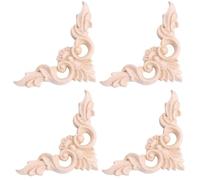 4pcs 8 * 8cm Wood Carved Corner Onlay Furniture Home Decorations Unpainted Applique