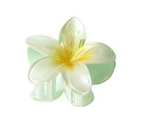 4PCS 8cm Large Size Pearlescent Sweet Gradient Acrylic Plumeria Flower HairpinHairpin Hair Accessory For Women(Yellow-green)