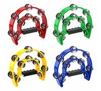 4PCS 9 Inch Plastic Half Moon Tambourines for Adults Church Percussion Tambourine Musical Instruments Tambourine for School Party Dancing Concert (Half Moon(4 pack))