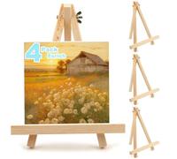 4PCS 9 Inch Wood Easels, Tripod, Painting Party Easel, Kids Student Tabletop Easels for Painting, Easel Stand for Painting Canvases, Portable Canvas Photo Picture Sign Holder.