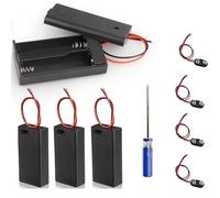 4PCS 9 Volt Battery Holder with Switch, 9V Battery Clips Connecter with Bare Leads and Hard Shell Container Power Bank Cases Blue Stripe Phillips Screwdriver(Type I)