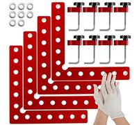 4Pcs 90 Degree Positioning Squares Right Angle Clamps Aluminum Alloy L-Type Fixing Clamp Red Corner Clamping Woodworking Tool for Picture Frame Cabinet Drawer (5.5" x 5.5")