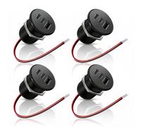 4PCS 90W All-Aluminum RV USB Outlet 12V/24V 3 Charging Ports, GIBBAB 2 36W PD3.0 Type-C+18W QC3.0 Fast Charging Socket, Recessed Mount Car Charger Cigarette Lighter Replacement for Camper Trailer Boat
