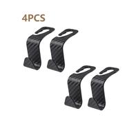 (4PCS A) Car Seat Headrest Hook Carbon Fiber Mobile Phone Holder Auto Fastener