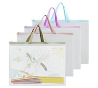 4Pcs A3 Art Folder Carry Case A3 Folder for Artwork Waterproof Art Portfolio Case EVA Transparent Folders17x13in Carrying Bag Zipper Handle Portfolio for School Folders Drawing Boards Bag