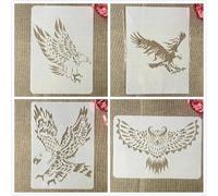 4Pcs A4 29cm Eagle Owl Bird Prey Stencils for Painting on Wood,Stencil Kit for Painting on Wall Canvas,Reusable Stencils for Door Home Decoration