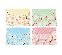 4pcs A4 Files Folder Fresh Floral Document Bag, PVC Envelope Folder Document with Snap Button for School Home Work Office Organization Clear Colours Folders for Paperwork Plastic Folders