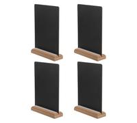 4pcs A5 Double Sided Erasable Chalkboard Sign with Wood Base | Desktop Menu Display, Stable Stand, Matte Black Finish, Portable Panel for Restaurants and Food Events