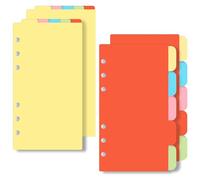 4PCS A6 Dividers with Tabs 6 Hole, Notebook Tabs, 2 Sets Vertical & Horizontal, Index Page Cards