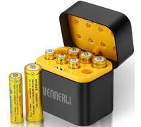 4PCS AA/AAA Rechargeable Lithium Batteries 1.5V Total 8PCS Batteries with Charger High-Capacity 1000+ Cycles of Use Ultra-Long Lasting Time 3h Fast Charge with LED Indicator AA 3600mWh/AAA 1300mWh