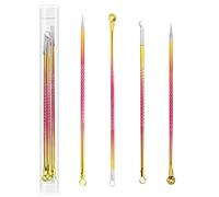 4PCS Acne Blackhead Comedone Black Spot Pimple Blemish Remover Skin Care Women Treatment Needle Beauty Acne Pore Hook Cleanser extractor,pore Blackhead remover removal tool,beauty extractor,po