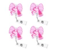4PCS Acrylic Animal Shaped Badge Holders Retractable Rotating Clip for Identities Card and Name Label Fun Animal Badge Clip
