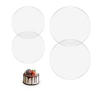 4Pcs acrylic discs for cakes Diameter 6inch 8inch 15cm 20cm 2mm Thick Round Base Board Reusable Clear Blanks Plates for Wedding Birthday Cake Baking DIY Dessert and Crafting Transparent Bases