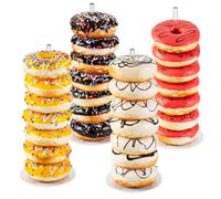 4PCS Acrylic Donut Stand, Donut Holder Stands for Dessert Table, HENABLE Clear Donut Display Stand Tower, Bagel Stand Holder, Doughnut Stand for Party, Christmas, Birthday and New Year