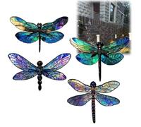 4PCS Acrylic Dragonfly Garden Fence Decorations,Large Metal Dragonfly Wall Decor,Dragonfly Wall Art Decoration,3D Colorful Garden Wall Art Outdoor,Dragonflies Ornaments Hanging for Indoor Outdoor
