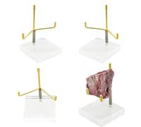 4Pcs Acrylic Easel Display Stand with Adjustable Metal Arms, Crystal Rock Geode Stand for Gemstones Fossils Minerals (2.4 × 2.4 × 3.5 Inch)