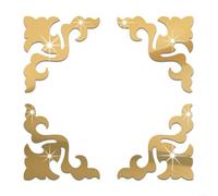 4Pcs Acrylic Mirror Wall Stickers Corner Edge Strip with Geometry Design for Use on Walls Doors Closets to Brighten and Decorate Rooms (Gold)