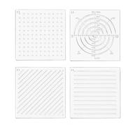 4Pcs Acrylic Sashiko Templates - 12X12CM Plastic Sashiko Stencil Kit,Dots Lines Arcs Slashes Sashiko Embroidery Template Stencils for Hand Quilting Embroidery Sewing and Textile Design,2.5mm Thick