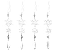 4pcs Acrylic Snowflake Drop Ornament for Christmas Tree Decorations