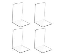 4Pcs Acrylics Book Ends Clear Bood End for Shelves Desk Book Organizers Magazine Stand for Heavy Duty Magazine File Display