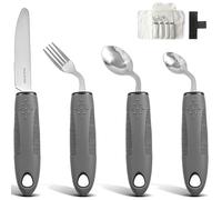 4Pcs Adaptive Cutlery for Arthritic Hands with Grips, 42° Angled Disabled Cutlery for Adults, Easy Grip Adaptive Utensils Arthritis Aids for Elderly, Disabled, Parkinson's Disease & Tremors Sufferers