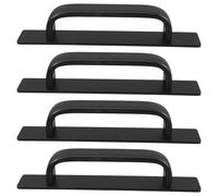 4pcs Adhesive Door Handle Pulls Black Aluminum Alloy for Sliding Doors | Bifold Door Handle, Comfortable Grip and Easy Installation, Modern Surface Mounted Design for Cabinet Use