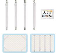 4Pcs Adjustable Bed Sheet Straps Clips, Elastic Mattress Sheet Fasteners Holder and Suspenders, Grippers to Hold Sheet, Mattress, Sofa, Couch, Table Cloth, Recliner Ironing Board Cover and More