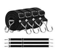 4Pcs Adjustable Bungee Cords with Hooks, 2m/6.6ft Long Bungee Straps Heavy Duty Elastic Rope Luggage Bungee Straps Anti-slip Elastic Straps for Bicycles Camping Tent Luggage Fixings
