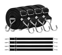 4Pcs Adjustable Bungee Cords with Hooks, 3m/10ft Long Bungee Straps Heavy Duty Elastic Rope Luggage Bungee Straps Anti-slip Elastic Straps for Bicycles Camping Tent Luggage Fixings