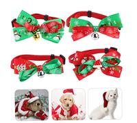 4pcs Adjustable Christmas Pet Collar Set with Bells Colorful Xmas Dog Neckchain for Holiday Dress Up Decorative Festive Accessory for Puppies and Dogs